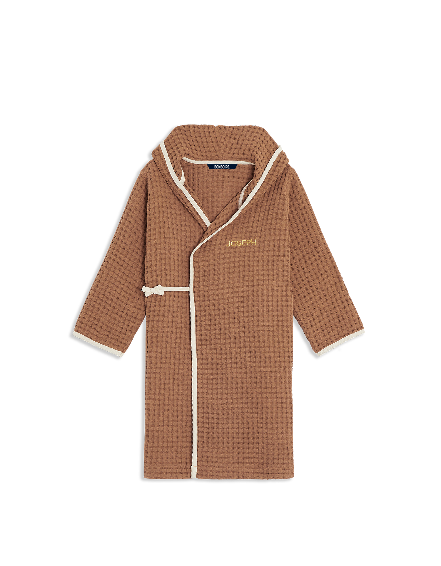 Peignoir enfant en coton nid d'abeille - Caramel