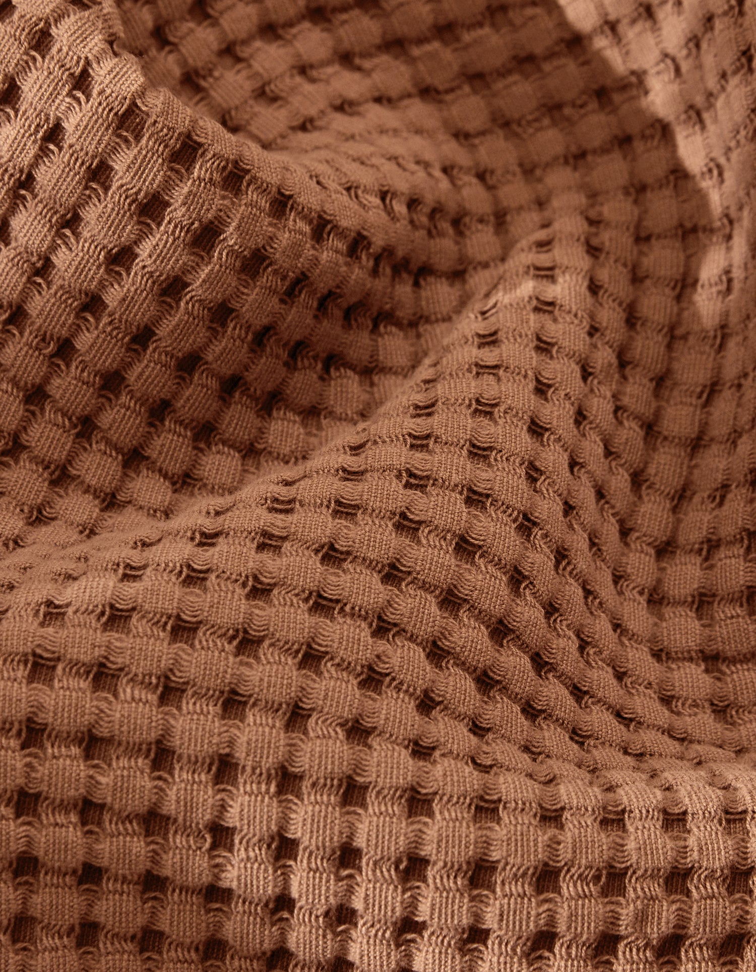 Peignoir enfant en coton nid d'abeille - Caramel