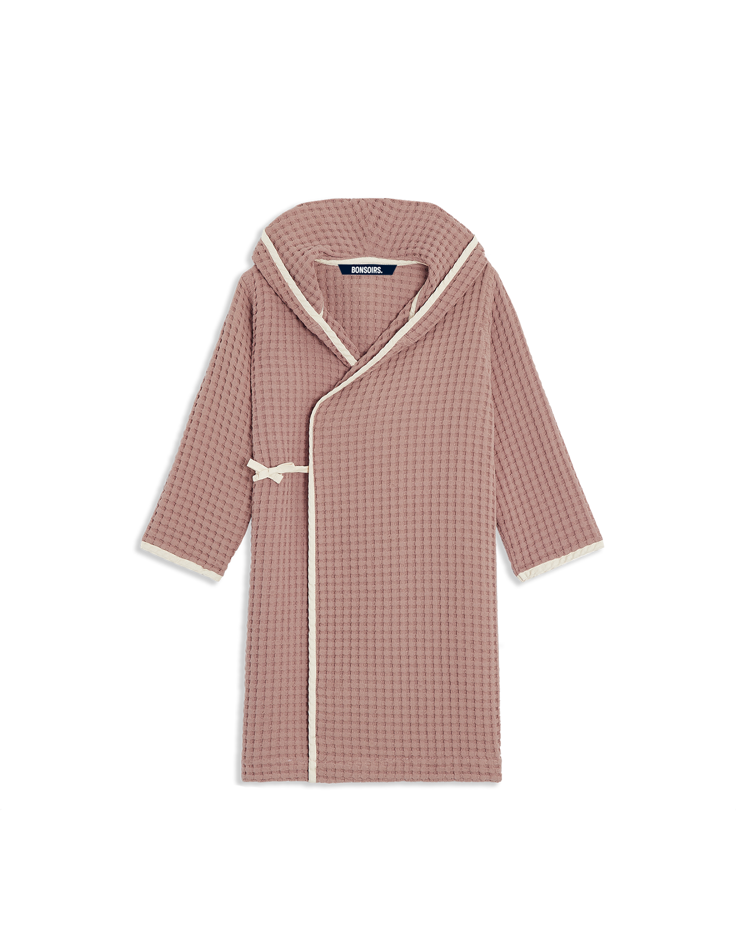 Peignoir enfant en coton nid d'abeille - Vieux Rose