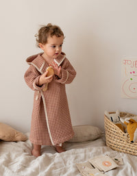 Peignoir enfant en coton nid d'abeille - Vieux Rose