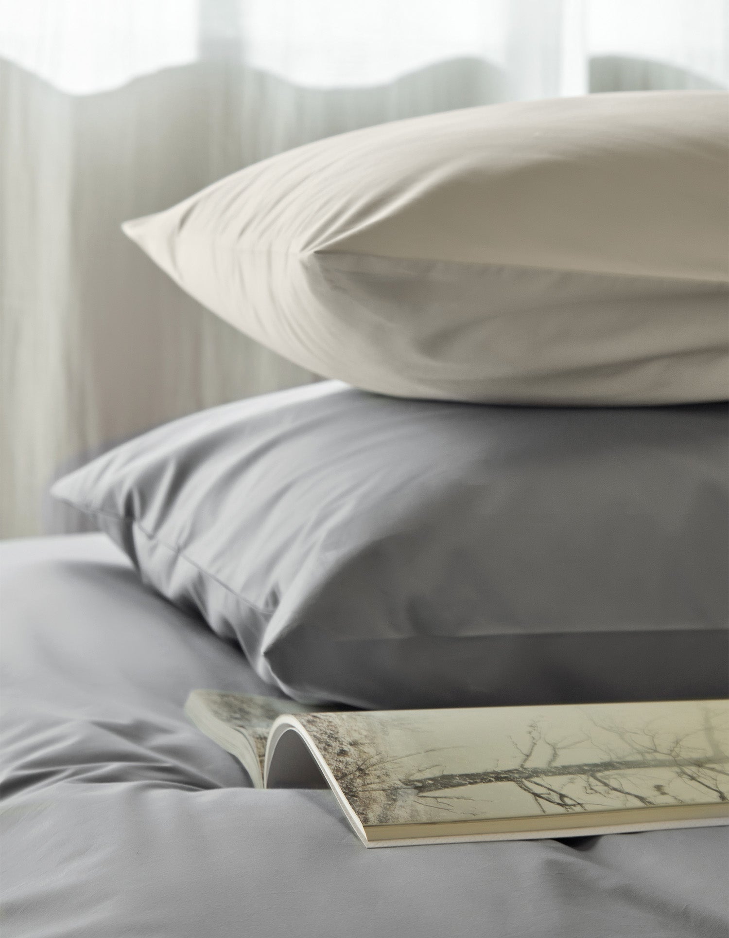 Housse de couette en percale de coton - Gris Doux
