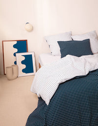Duvet cover in cotton percale - Blue Green