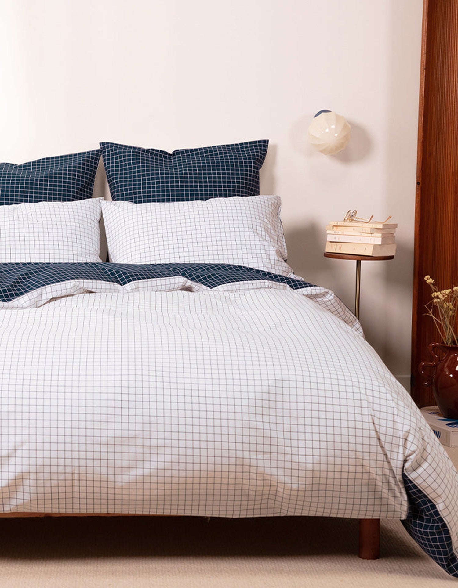 Duvet cover in cotton percale - Blue Green