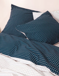 Duvet cover in cotton percale - Blue Green