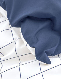 Drap housse en percale de coton - Blanc & Bleu