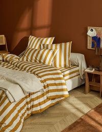 Housse de couette en percale de coton - Ocre