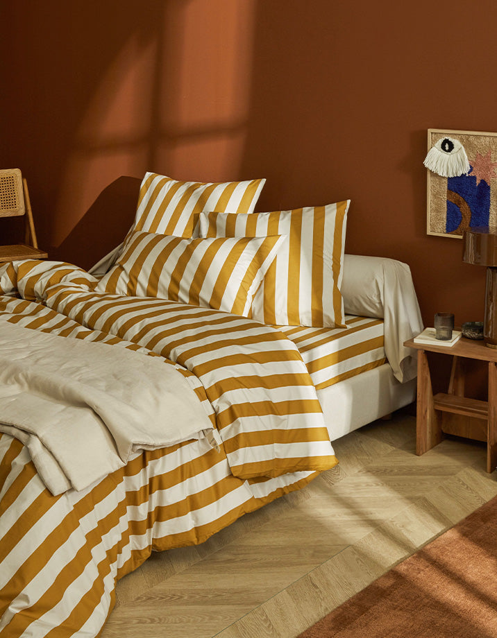 Housse de couette en percale de coton - Ocre