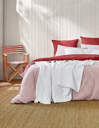 Drap housse en percale de coton lavée - Rouge Terracotta
