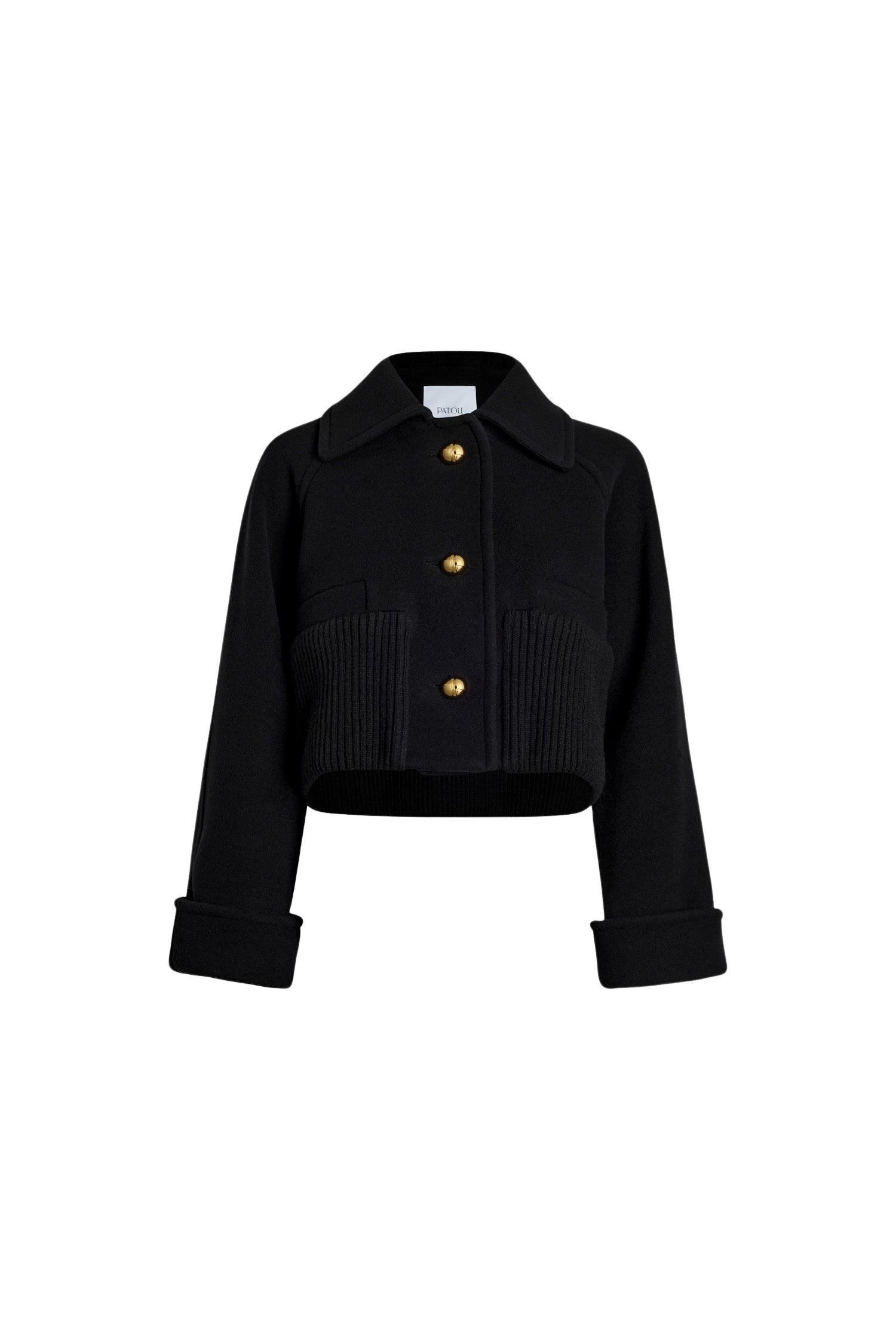 Manteau court à orlet côtelé en laine et cachemire