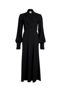 Robe longue à bustier croisé en crêpe éco-responsable