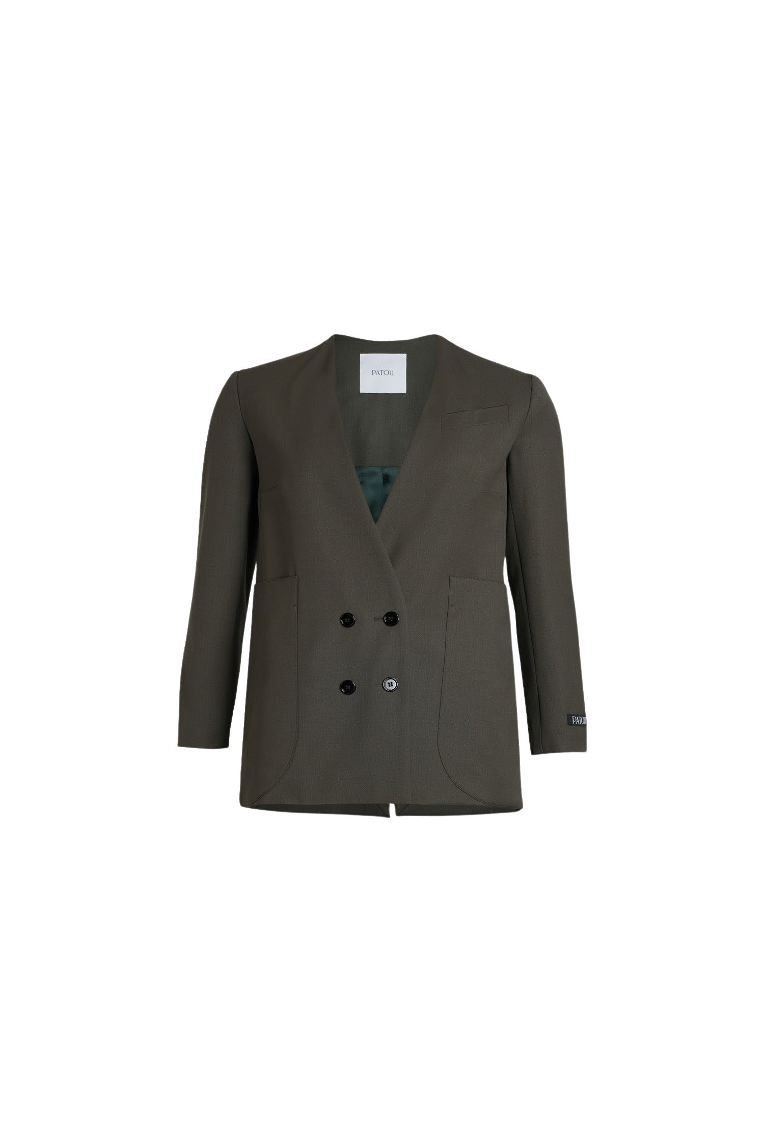 Veste croisée sans revers en laine technique