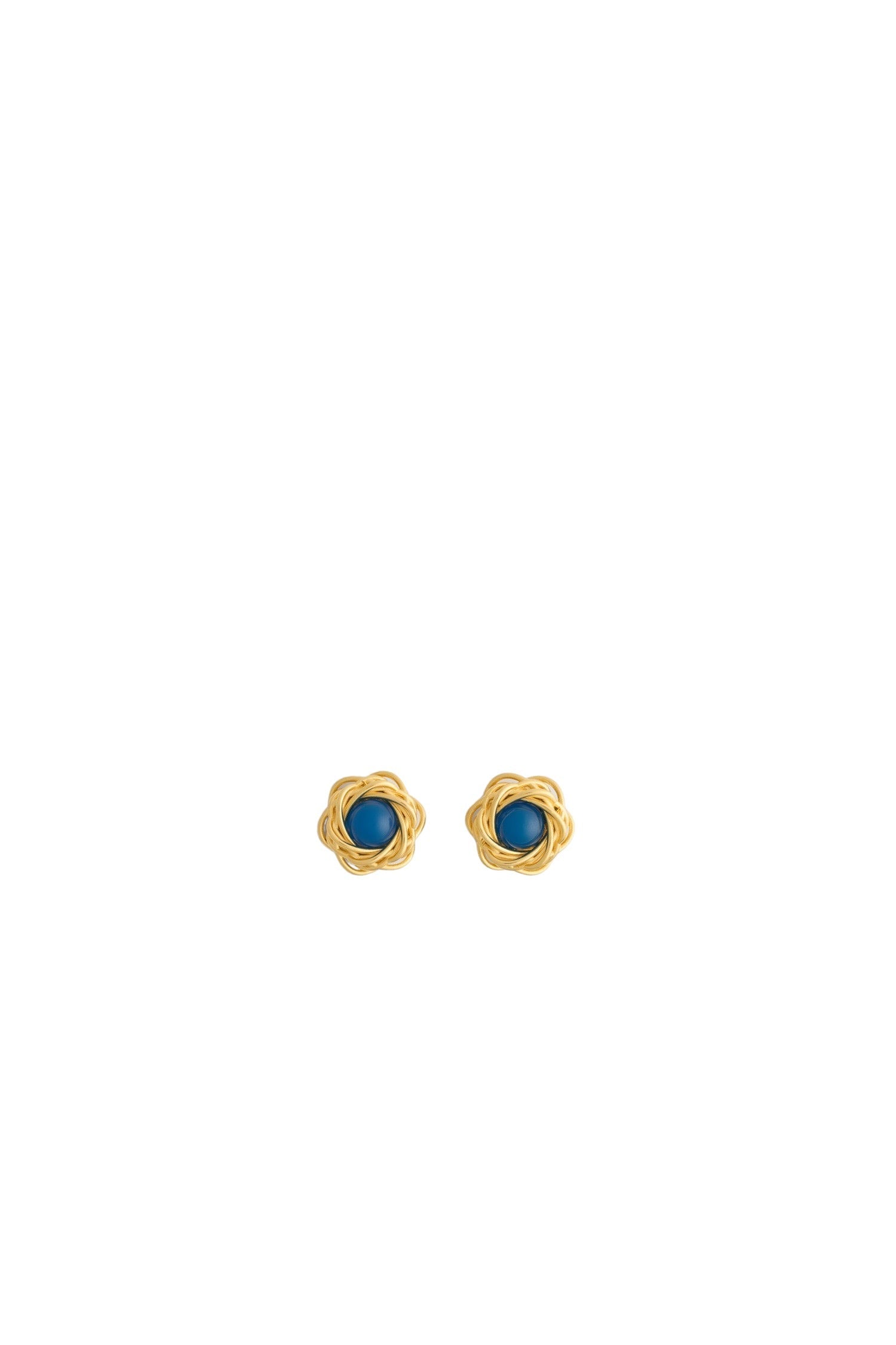 Boucles d'oreilles nid en laiton doré et résine