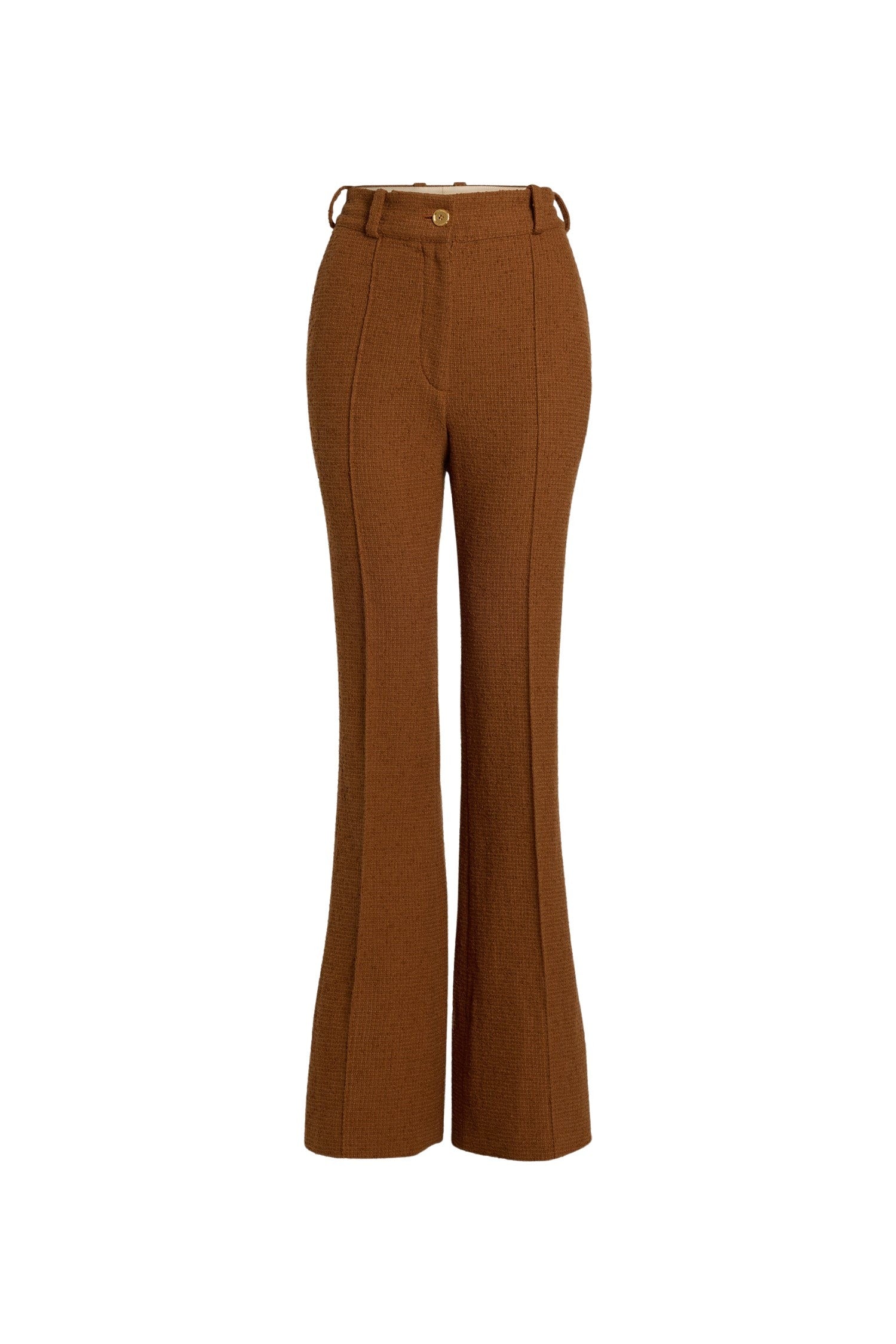 Pantalon évasé en tweed de laine éco-responsable et coton bio