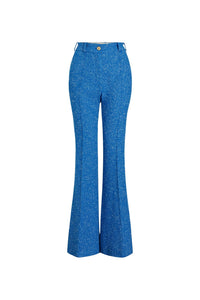 Pantalon évasé en tweed de laine éco-responsable et coton bio