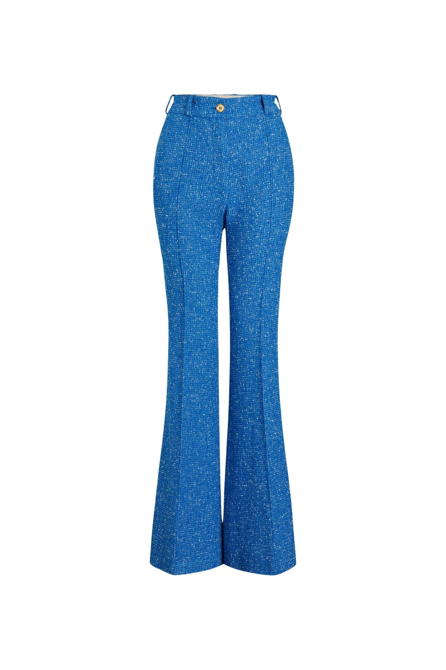 Pantalon évasé en tweed de laine éco-responsable et coton bio
