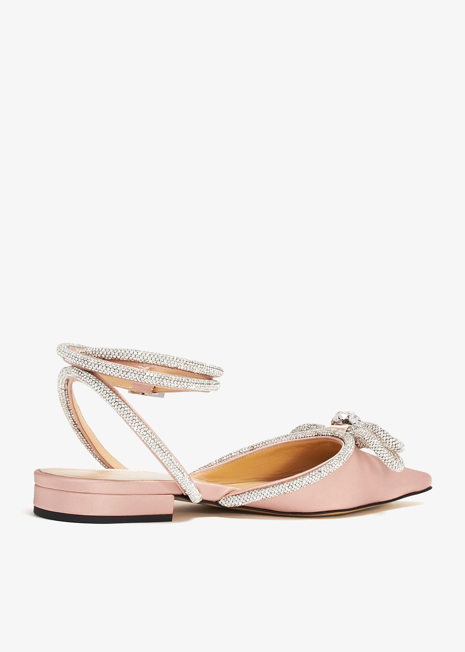 Double Bow satin & rhinestone ballerinas - Nude