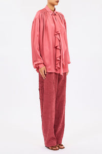Blouse Gesture à manches longues en soie - Rosewood