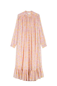 Robe Pipe fleurie coupe longue - Pink