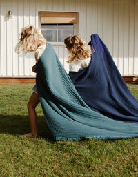 4-ply cotton gauze blanket - Aqua Green