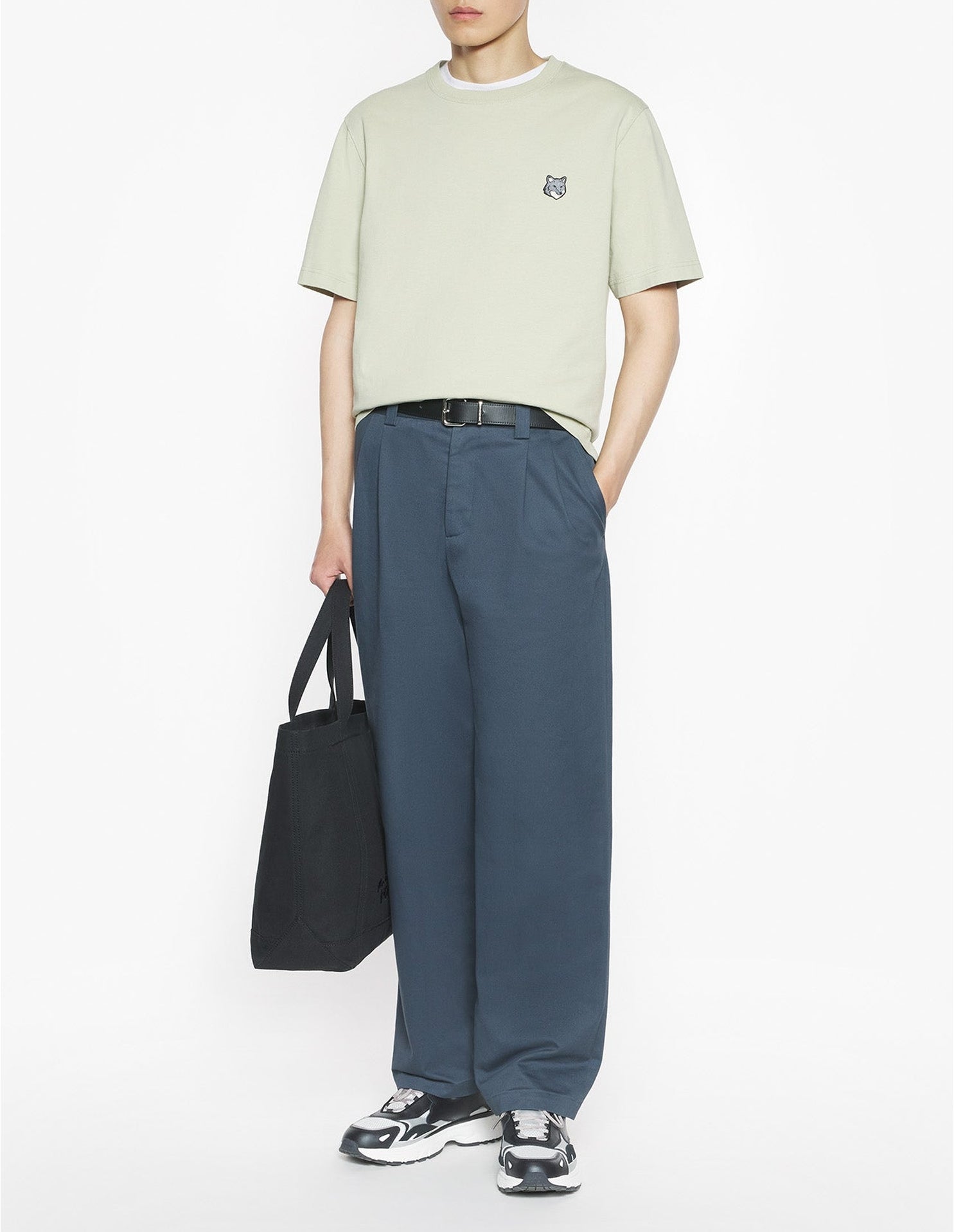 Fox Head embroidered badge T-shirt - Ash Tree