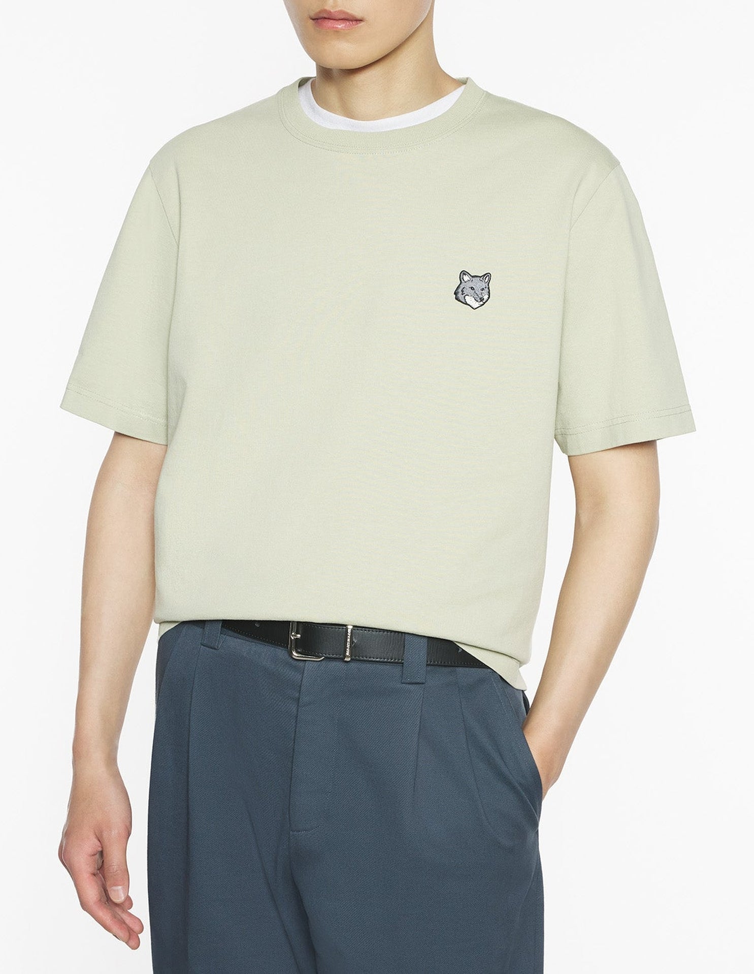 Fox Head embroidered badge T-shirt - Ash Tree