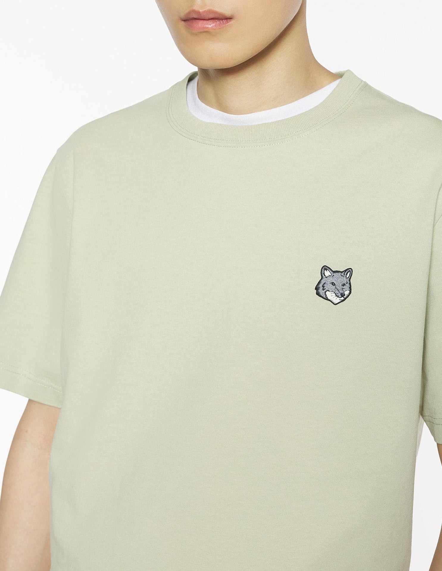 Fox Head embroidered badge T-shirt - Ash Tree
