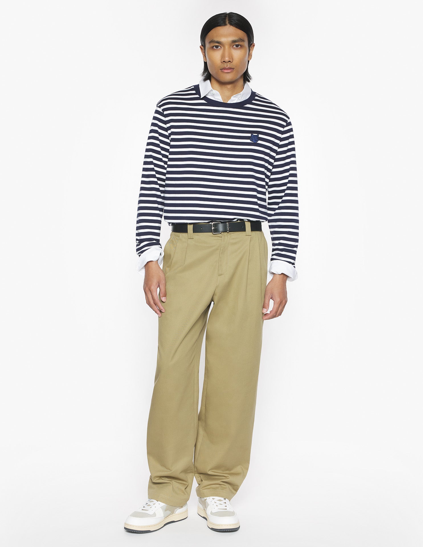 Fox Head Long Sleeve Tee-Shirt - Navy/White