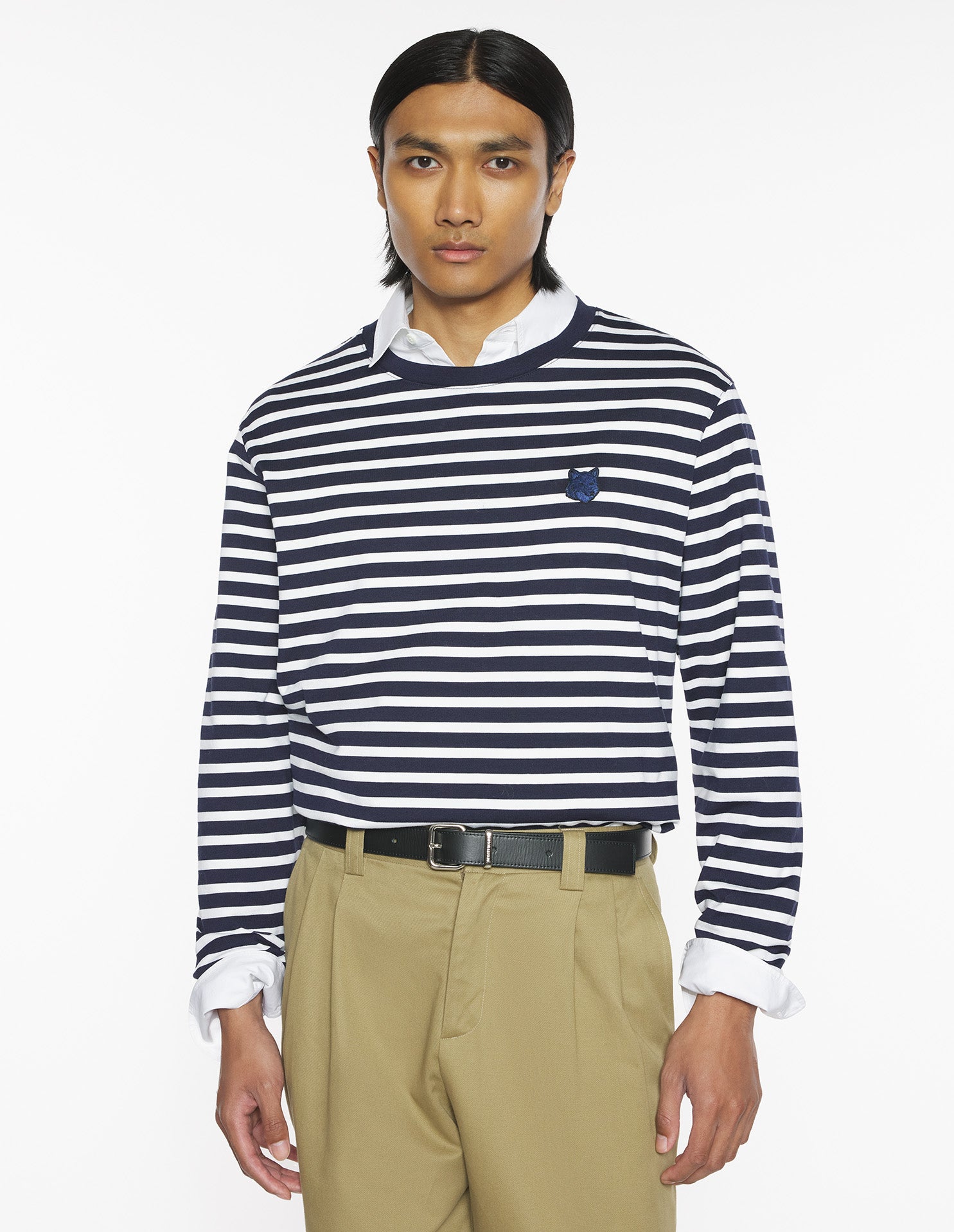 Fox Head Long Sleeve Tee-Shirt - Navy/White