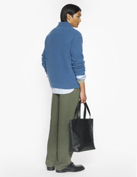 Fox Head Wool Ribbed Polo Jumper - Dutch Blue