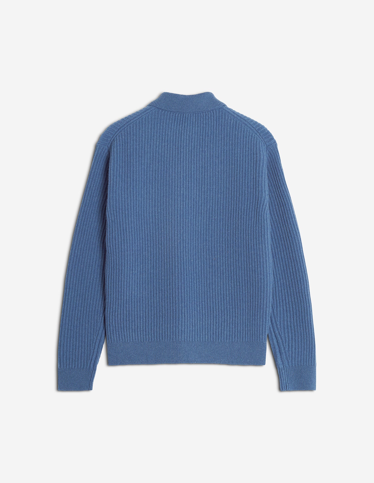 Fox Head Wool Ribbed Polo Jumper - Dutch Blue