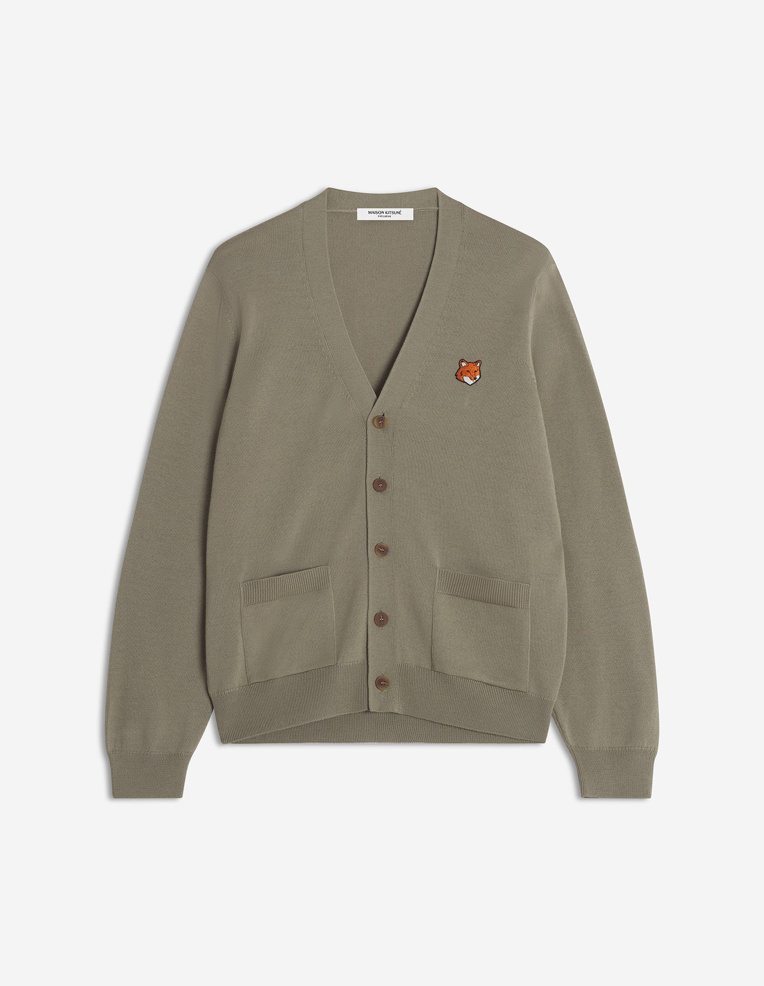 Fox Head Merino Regular Cardigan - Pebble
