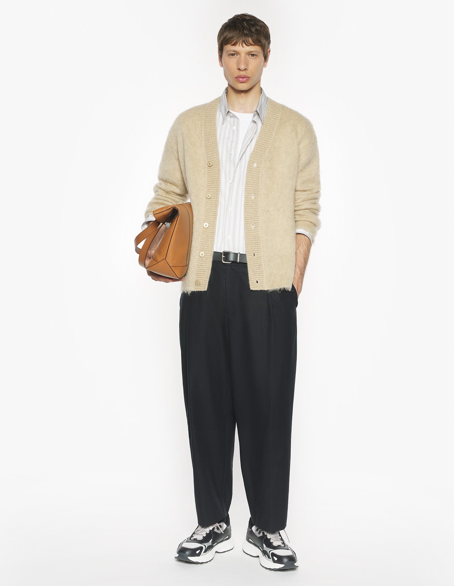 Brushed Mohair Comfort Cardigan - Safari