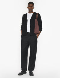 Textured Wool Argyle Cardigan - Black