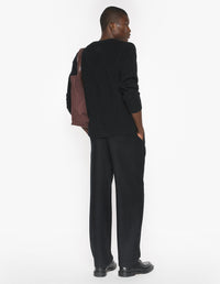 Textured Wool Argyle Cardigan - Black