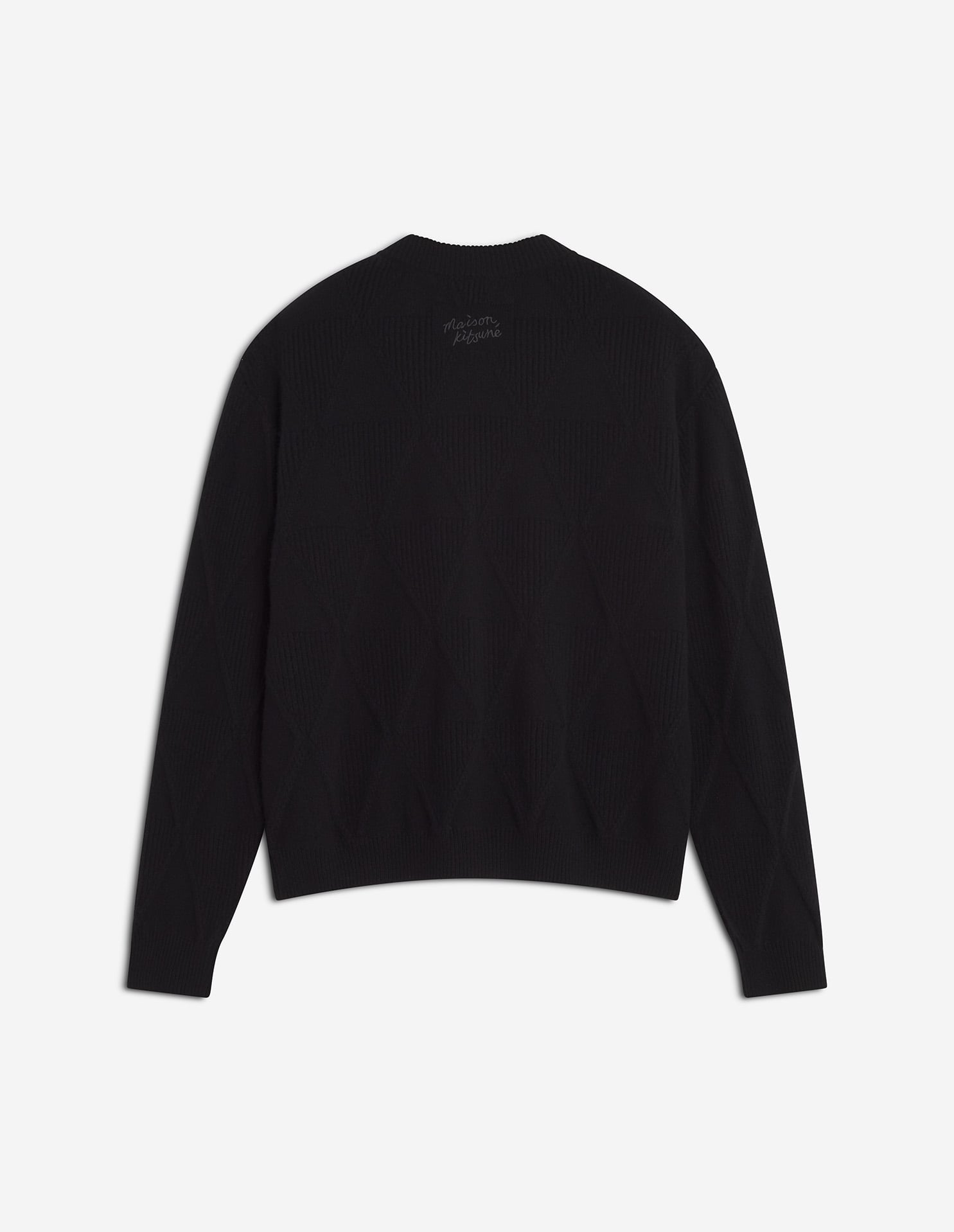 Textured Wool Argyle Cardigan - Black