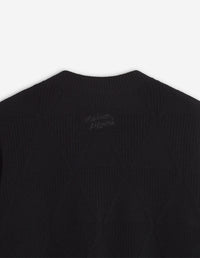 Textured Wool Argyle Cardigan - Black