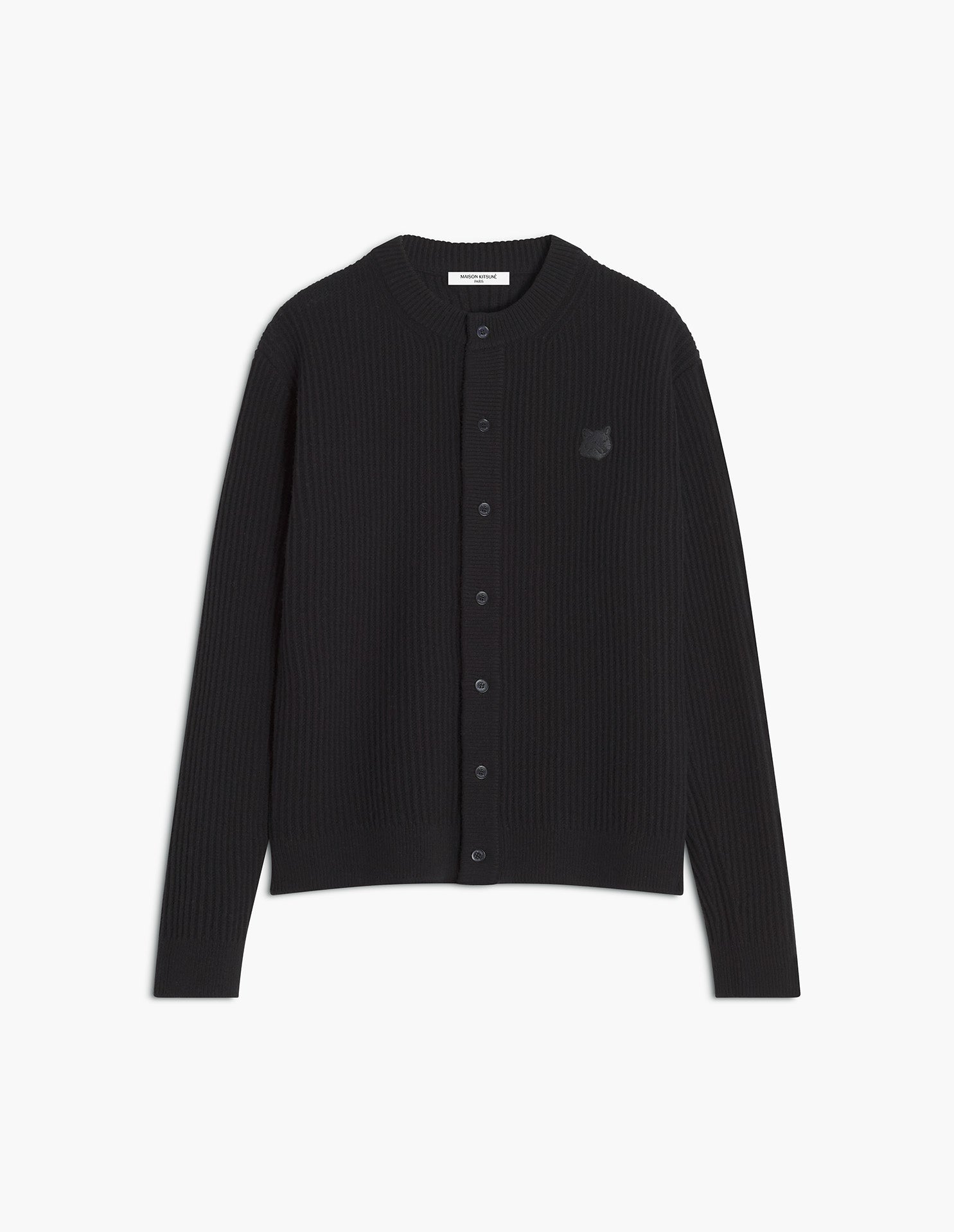 Fox Head Ribbed Regular Cardigan - Black
