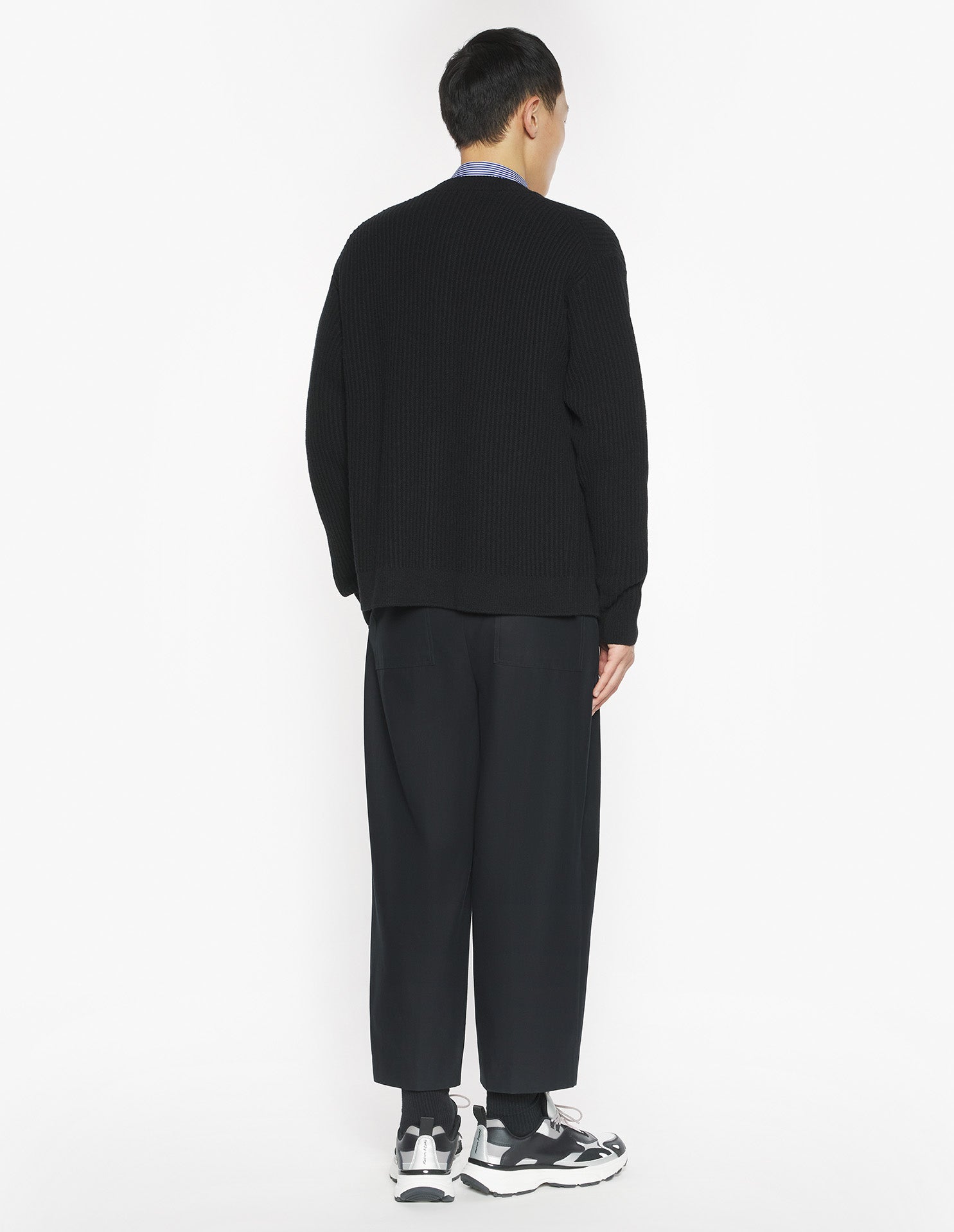 Fox Head Ribbed Regular Cardigan - Black