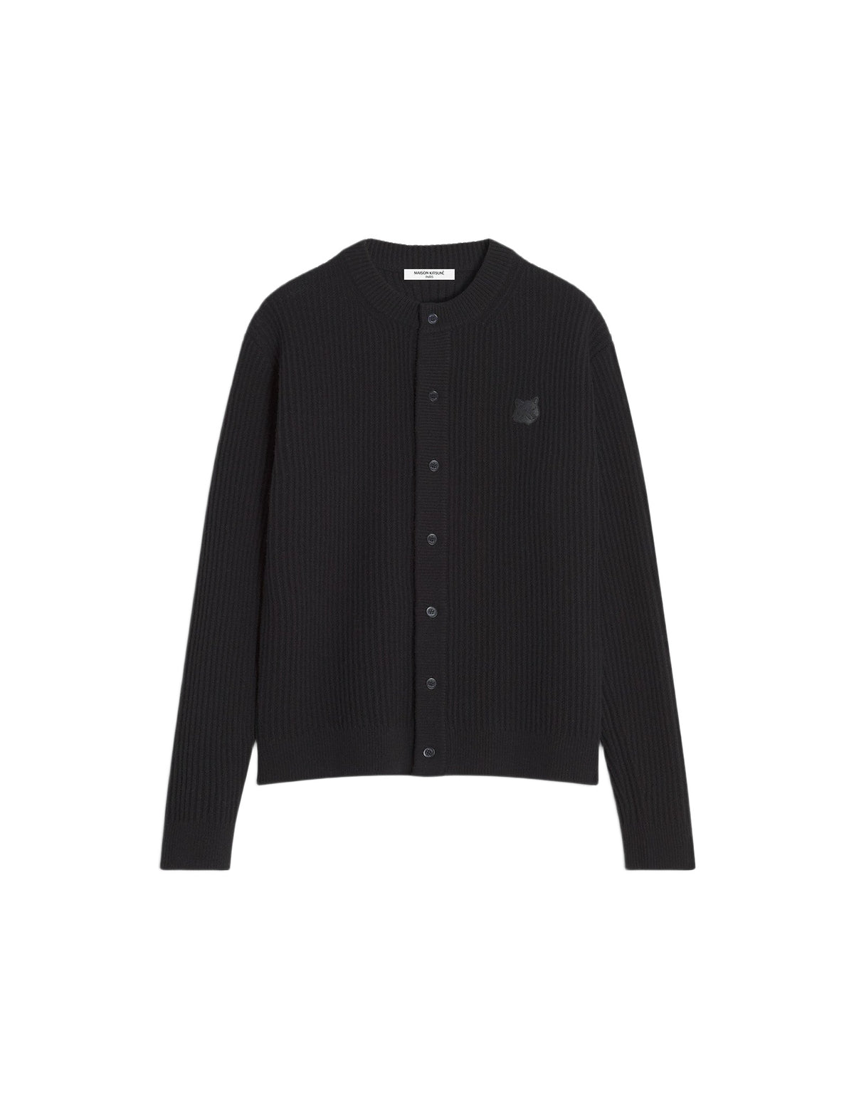 Cardigan côtelé Fox Head en laine - Black