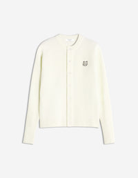Fox Head Ribbed Regular Cardigan - Ecru