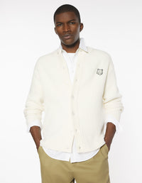 Fox Head Ribbed Regular Cardigan - Ecru