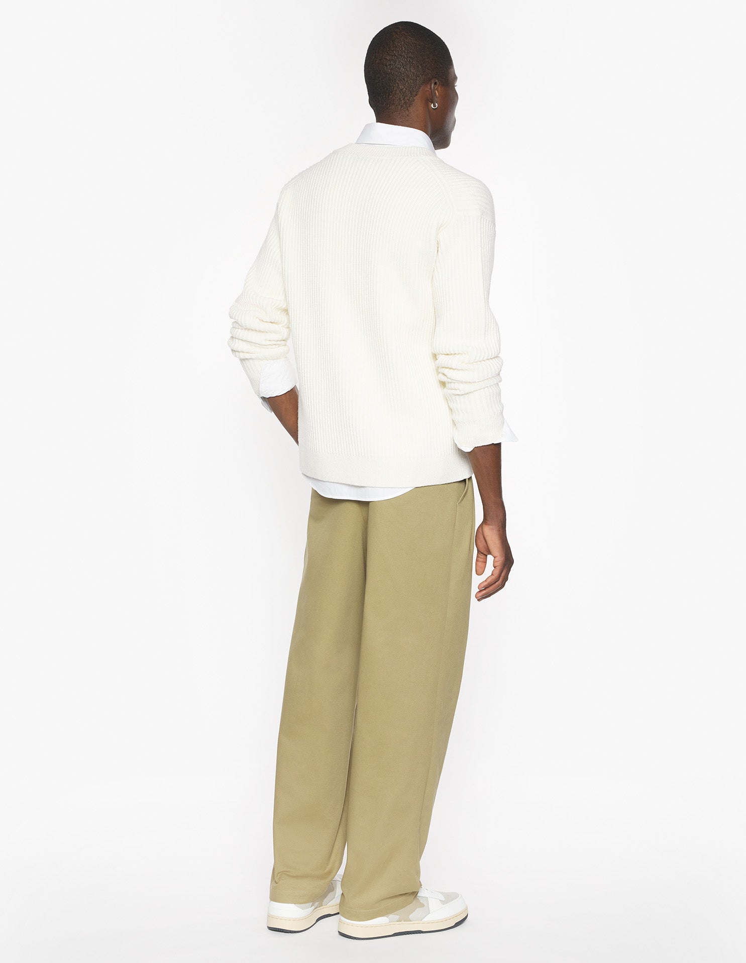Fox Head Ribbed Regular Cardigan - Ecru