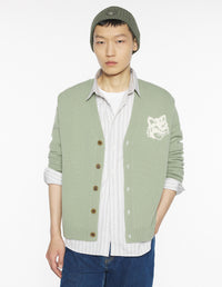 Fox Head Intarsia Merino Cardigan - Sea Foam/Solitary Star