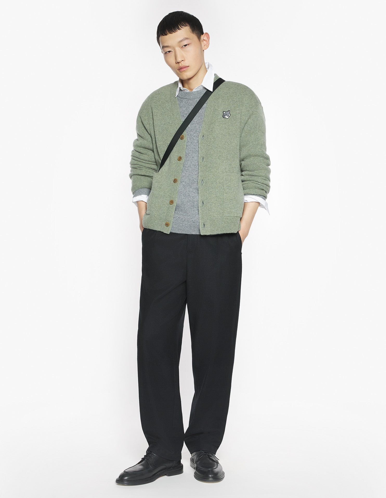 Fox Head Milano Lambswool Cardigan - Pebble