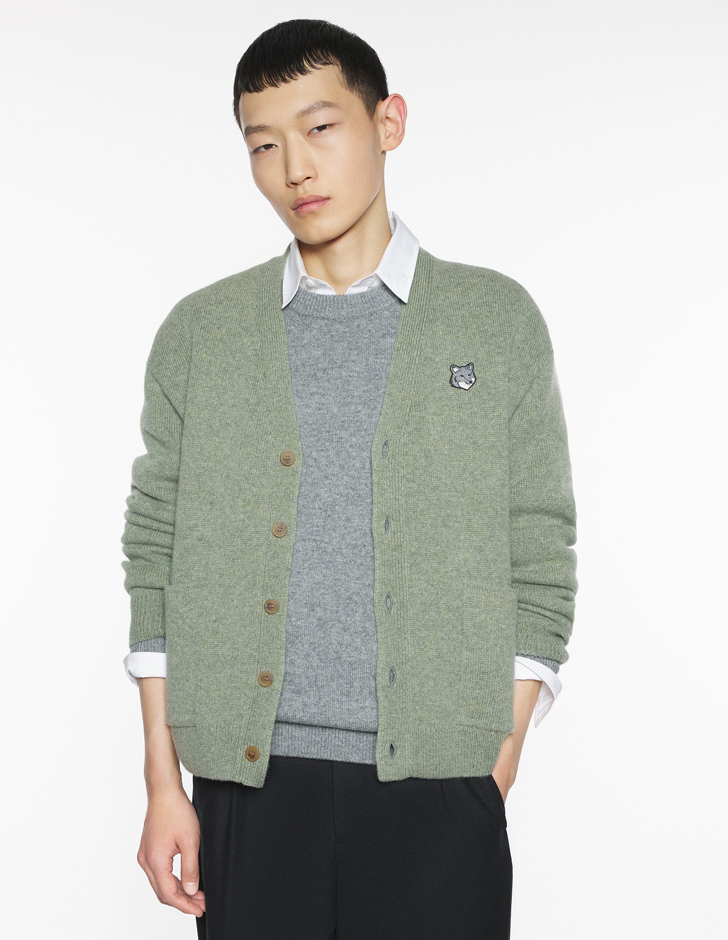 Fox Head Milano Lambswool Cardigan - Pebble