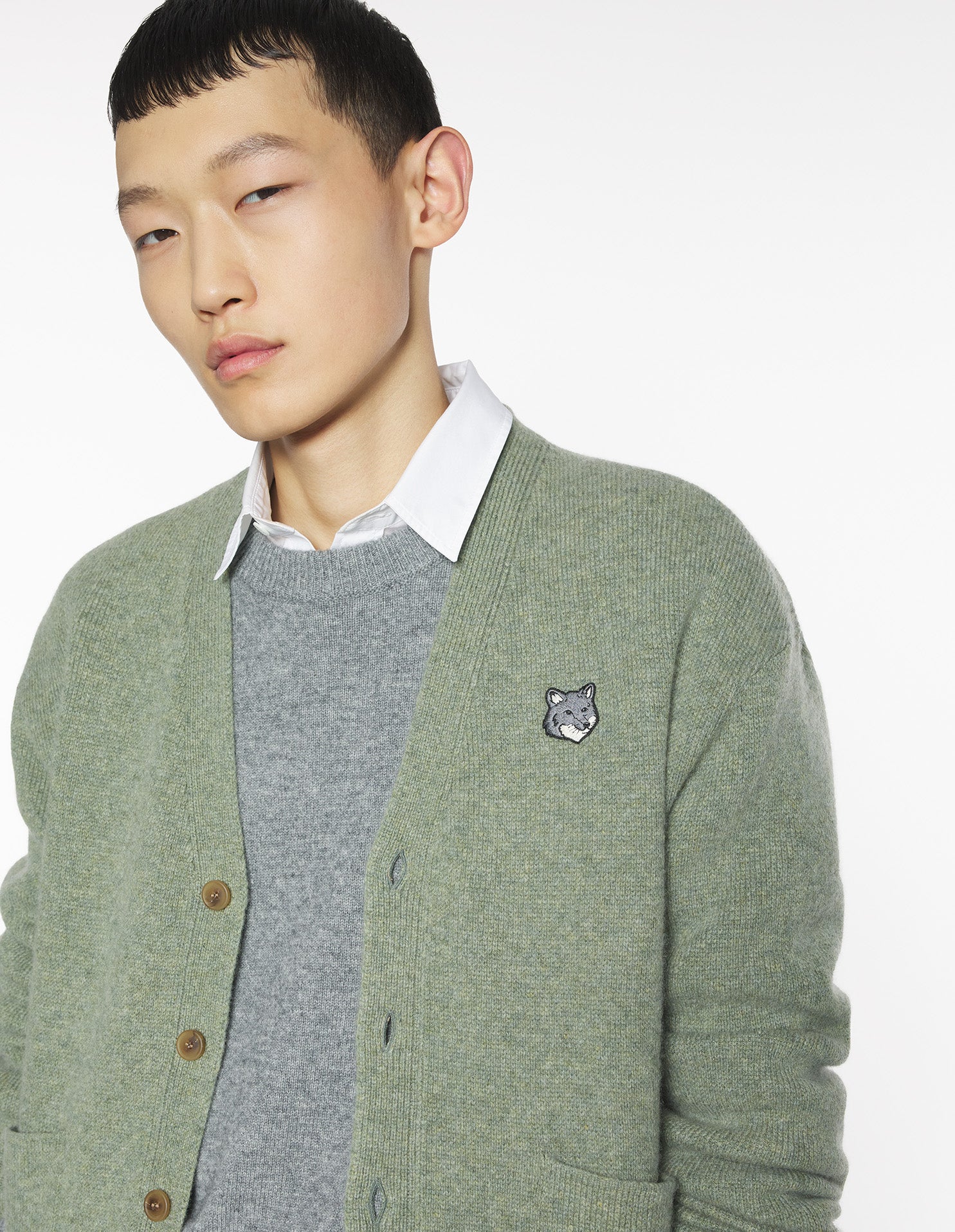 Fox Head Milano Lambswool Cardigan - Pebble