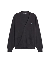 Cardigan with tricolour wool embroidery - Anthracite Melange