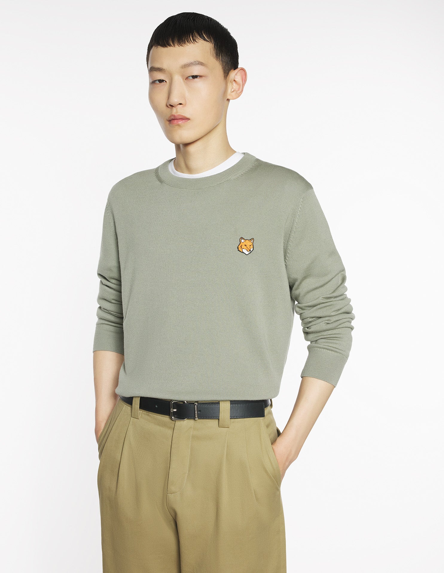 Fox Head Merino Regular Jumper - Pebble