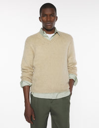 Brushed Mohair Comfort Jumper - Safari