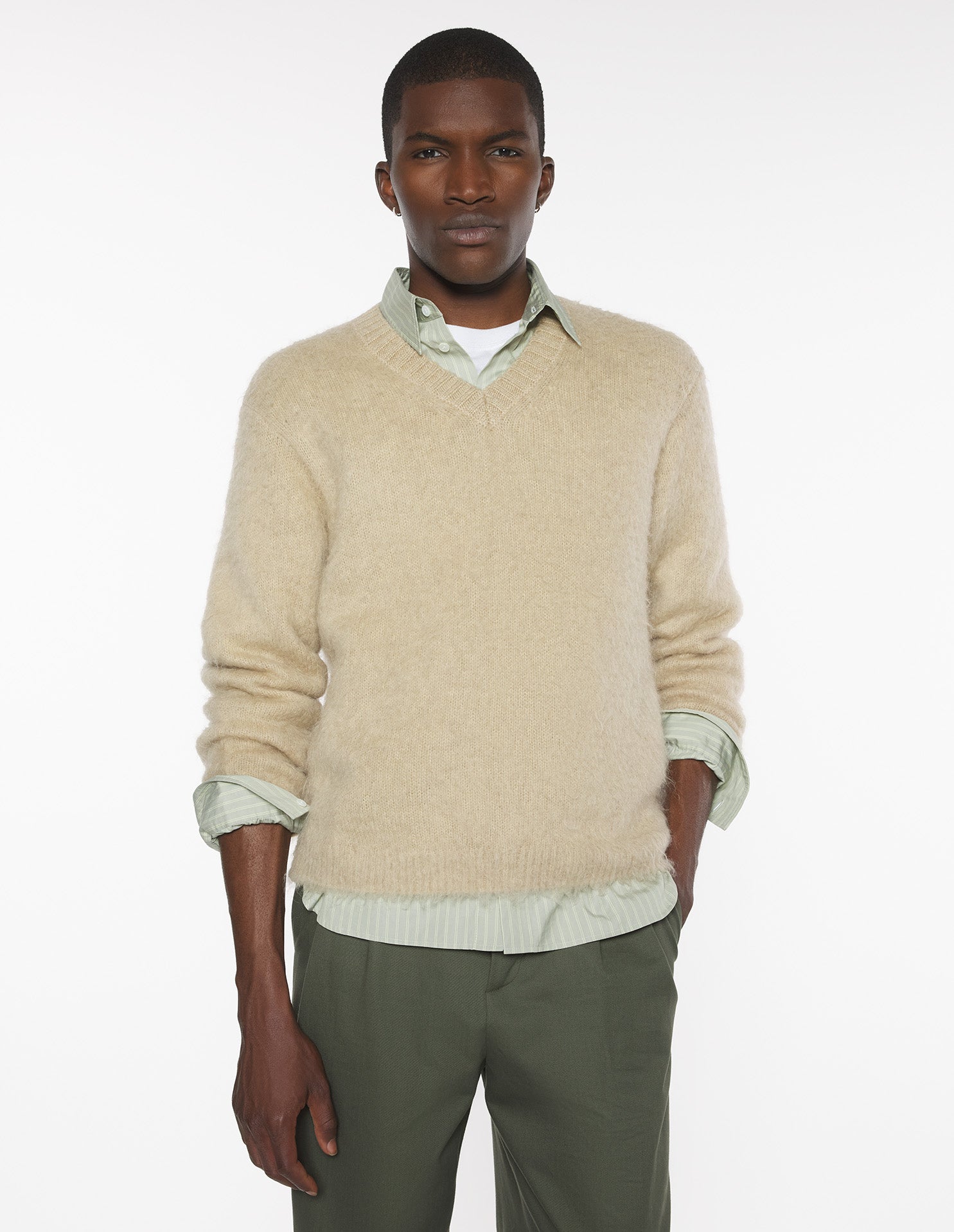 Brushed Mohair Comfort Jumper - Safari